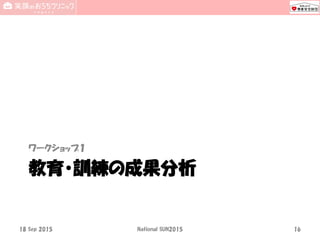 教育・訓練の成果分析
ワークショップ１
18 Sep 2015 National SUN2015 16
 