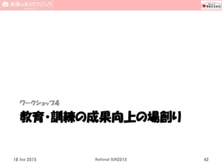 教育・訓練の成果向上の場創り
ワークショップ４
18 Sep 2015 National SUN2015 42
 
