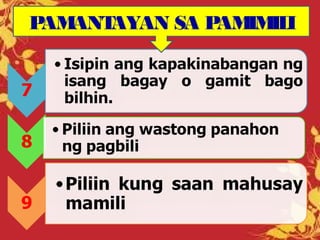 PAMANTAYAN SA PAMIMILI
 