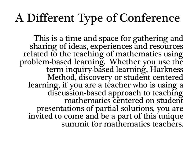 Information about Problem-Based Learning Math Teaching Summit