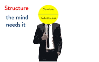 Conscious
Subconscious
Structure
the mind
needs it
 