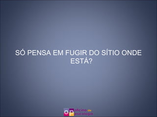 SÓ PENSA EM FUGIR DO SÍTIO ONDE ESTÁ? 