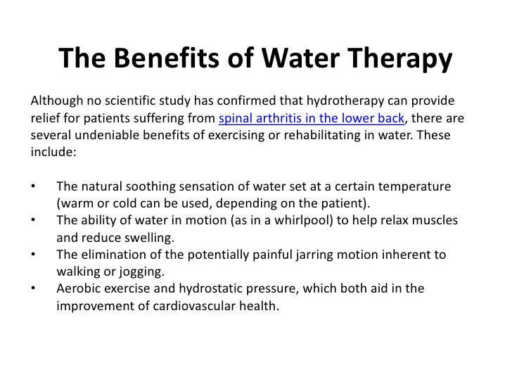 Spinal Arthritis in the Lower Back & Hydrotherapy