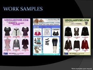 Portfolios Showcased in Student Resource CenterWORK EXPERIENCELead eCommerceMerchandiser, Clothes Minded LLC., Carson, Ca (May 2009-September  2010)Create, test and launch email campaigns