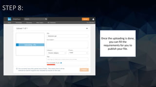 STEP 8:
Once the uploading is done,
you can fill the
requirements for you to
publish your file.
 