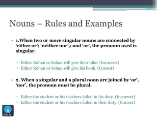 SSC Exams :- Important rules with examples for nouns | PPTX
