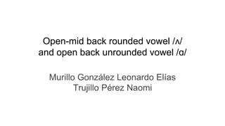 Open-mid back rounded vowel /ʌ/
and open back unrounded vowel /ɑ/
Murillo González Leonardo Elías
Trujillo Pérez Naomi
 