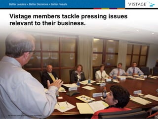 Vistage members tackle pressing issues relevant to their business. The World’s Leading Chief Executive Organization . ©2010 Vistage International.  All rights reserved.  