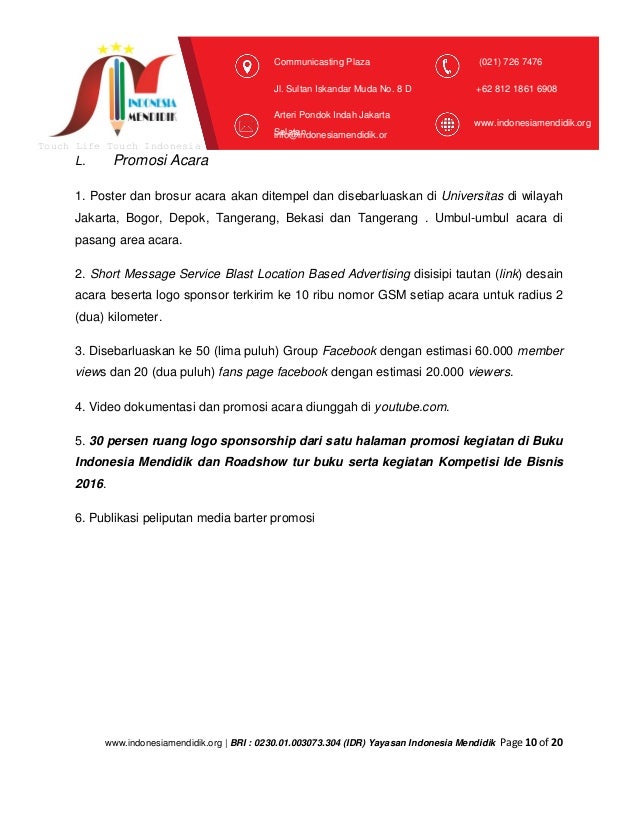 Proposal Lomba Ide Bisnis Indonesia Mendidik dot org