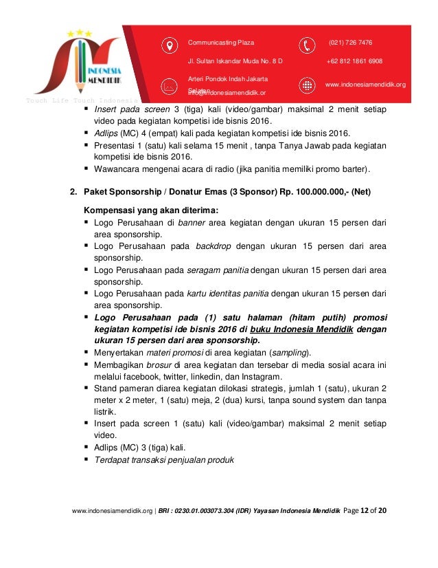 Proposal Lomba Ide Bisnis Indonesia Mendidik dot org