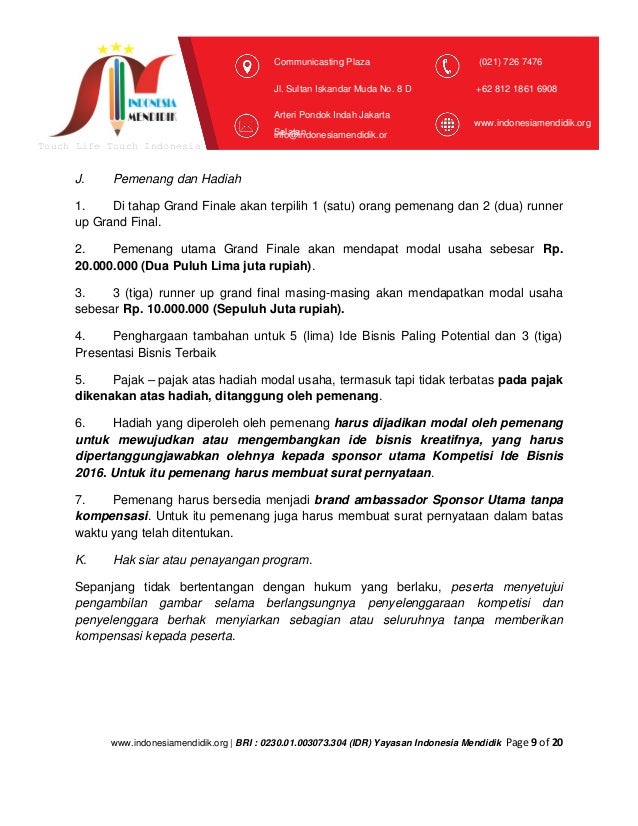 Proposal Lomba Ide Bisnis Indonesia Mendidik dot org