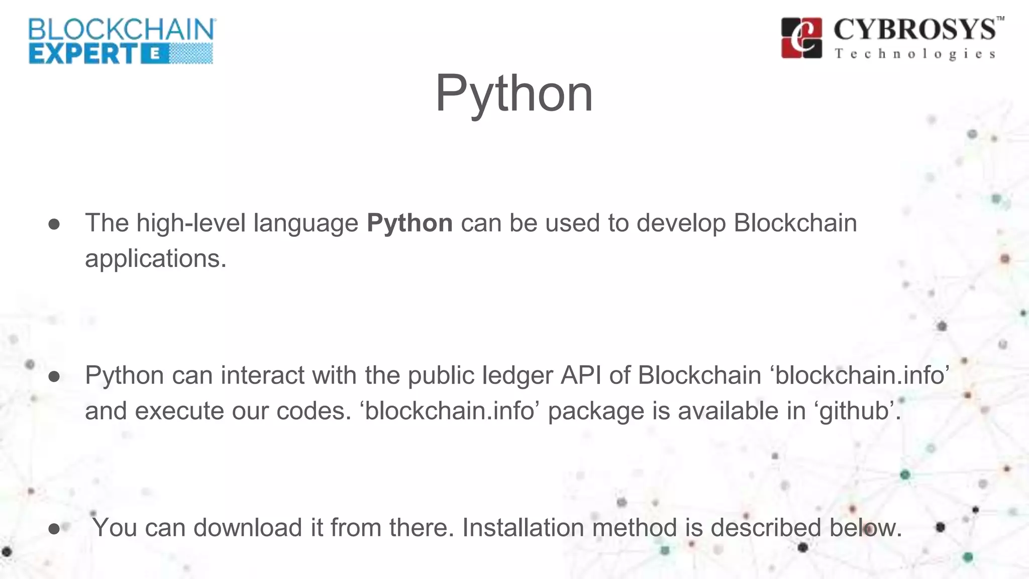 Python packages for blockchain | PPT