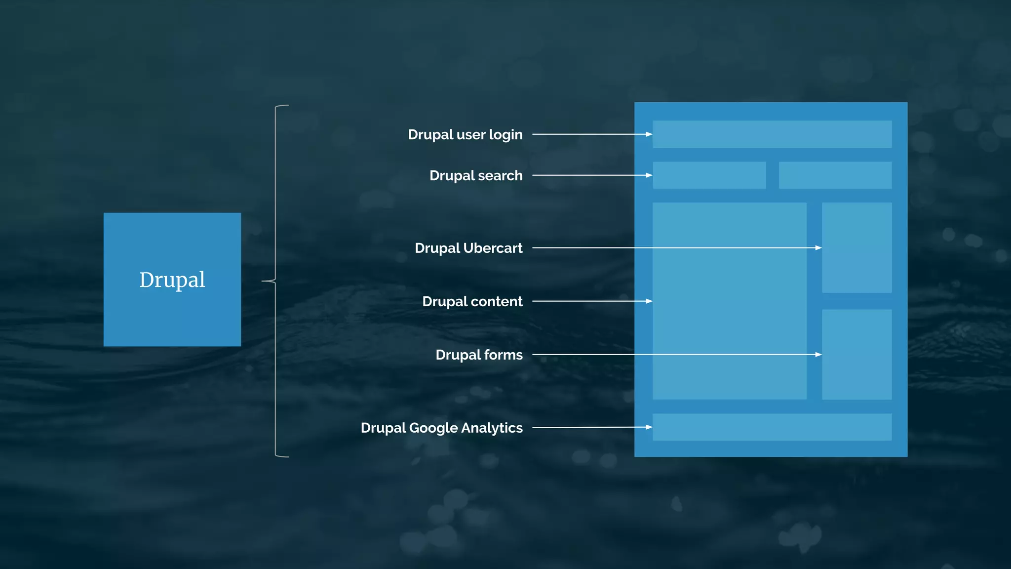 Drupal user login
Drupal
Drupal search
Drupal Ubercart
Drupal content
Drupal forms
Drupal Google Analytics
 