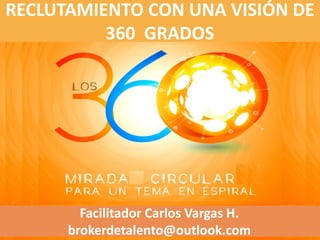 RECLUTAMIENTO CON UNA VISIÓN DE
360 GRADOS
Facilitador Carlos Vargas H.
brokerdetalento@outlook.com
 