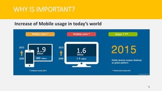 5
WHY IS IMPORTANT?
Increase of Mobile usage in today’s world
 