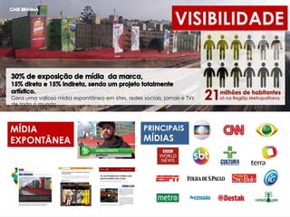 VISIBILIDADE
Além disso haverá jogos do
e
durante o tempo de
veiculação da Empena,
MÍDIA
EXPONTÂNEA
Gera uma valiosa mídia espontânea em sites, redes sociais, jornais e TVs
de todo o mundo.
PRINCIPAIS
MÍDIAS
 