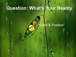 33
Question: What’s Your Reality
“Calm & Positive”
 