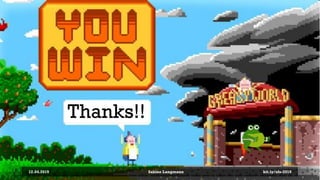 12.04.2019 Sabine Langmann bit.ly/sfx-2019
Thanks!!
 