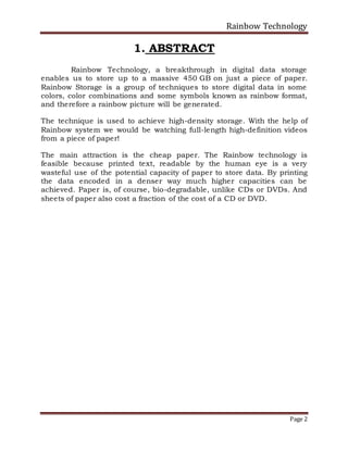 Rainbow Technology Seminar Report | DOCX