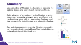 Selection, sizing, and operation of bioprocess filtration trains for ...