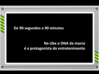 De	
  90	
  segundos	
  a	
  90	
  minutos
                                                                	
  

                         Na	
  Ube	
  o	
  DNA	
  da	
  marca	
  
        é	
  a	
  protagonista	
  do	
  entretenimento
 