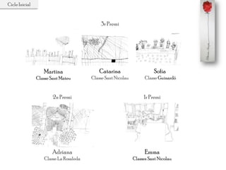 Cicle Inicial
2n Premi
Adriana
Classe La Rosaleda
1r Premi
Emma
Classes Sant Nicolau
3r Premi
Catarina
Classe Sant Nicolau
Martina
Classe Sant Mateu
Sofia
Classe Guinardó
 