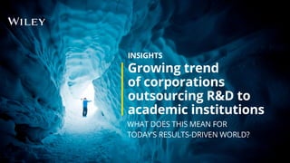 Growing trend
of corporations
outsourcing R&D to
academic institutions
WHAT DOES THIS MEAN FOR
TODAY’S RESULTS-DRIVEN WORLD?
INSIGHTS
 
