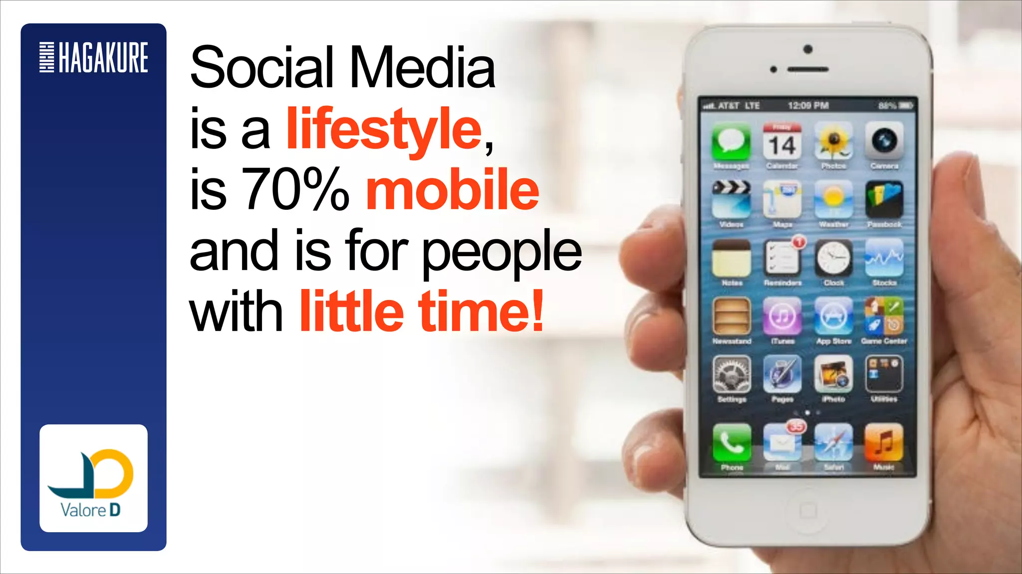 Social Media
is a lifestyle,
is 70% mobile
and is for people
with little time!
 