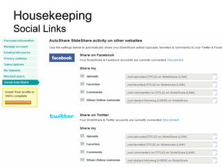 Housekeeping Social Links Profile – is it complete? Social Links – which do you want to activate? Twitter Facebook Linkedin 