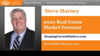 Steve Harney
Merchandising Listings
How to Price, Package, and Position
Listings to Sell Quickly
2020 Real Estate
Market Forecast
KeepingCurrentMatters.com
Steve@SteveHarney.com
 