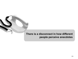 There is a disconnect in how different
people perceive anecdotes
35
 