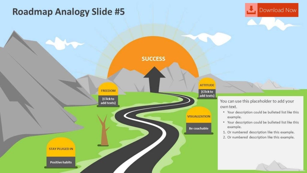 roadmap analogy editable powerpoint slides blank road map template