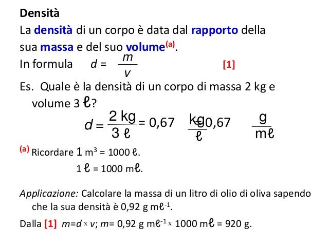 Formula Della Massa Con Volume E Densità Slideshare test