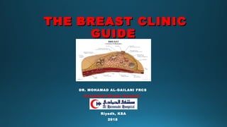 THETHE BREAST CLINICBREAST CLINIC
GUIDEGUIDE
DR. MOHAMAD AL-GAILANI FRCS
Consultant Breast Surgeon
Riyadh, KSA
2018
 