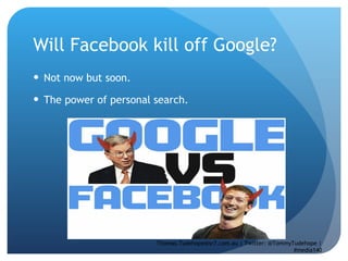 Will Facebook kill off Google? Not now but soon.  The power of personal search.  Thomas.Tudehope@sr7.com.au | Twitter: @TommyTudehope | #media140 