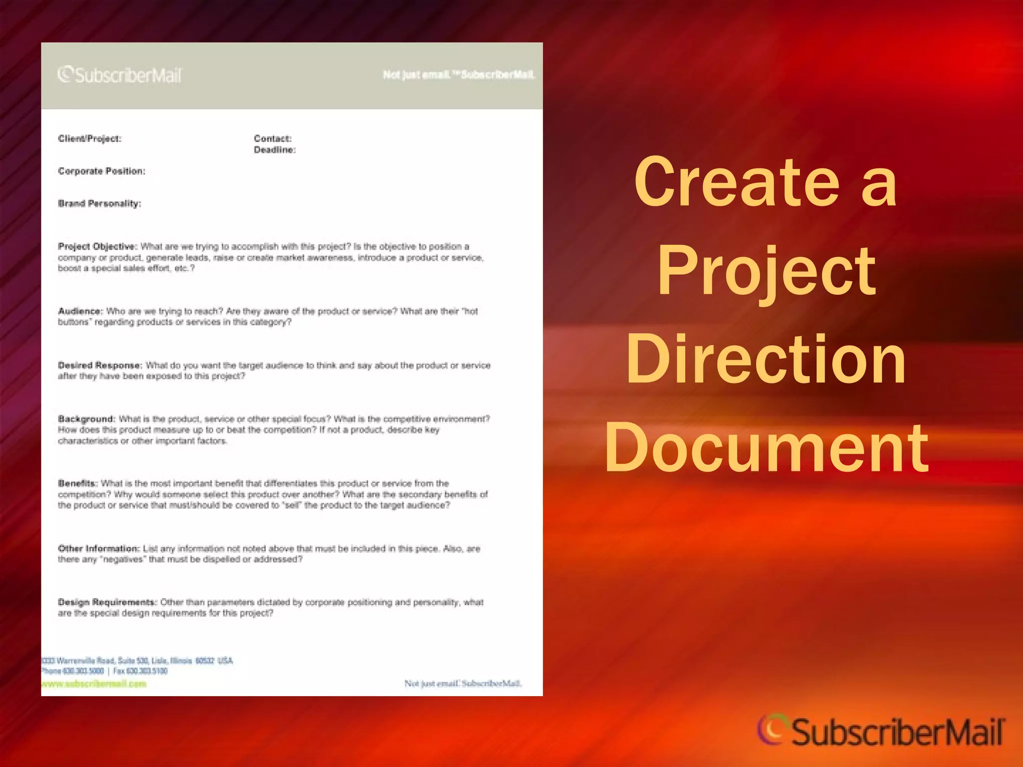 Create a Project Direction Document 