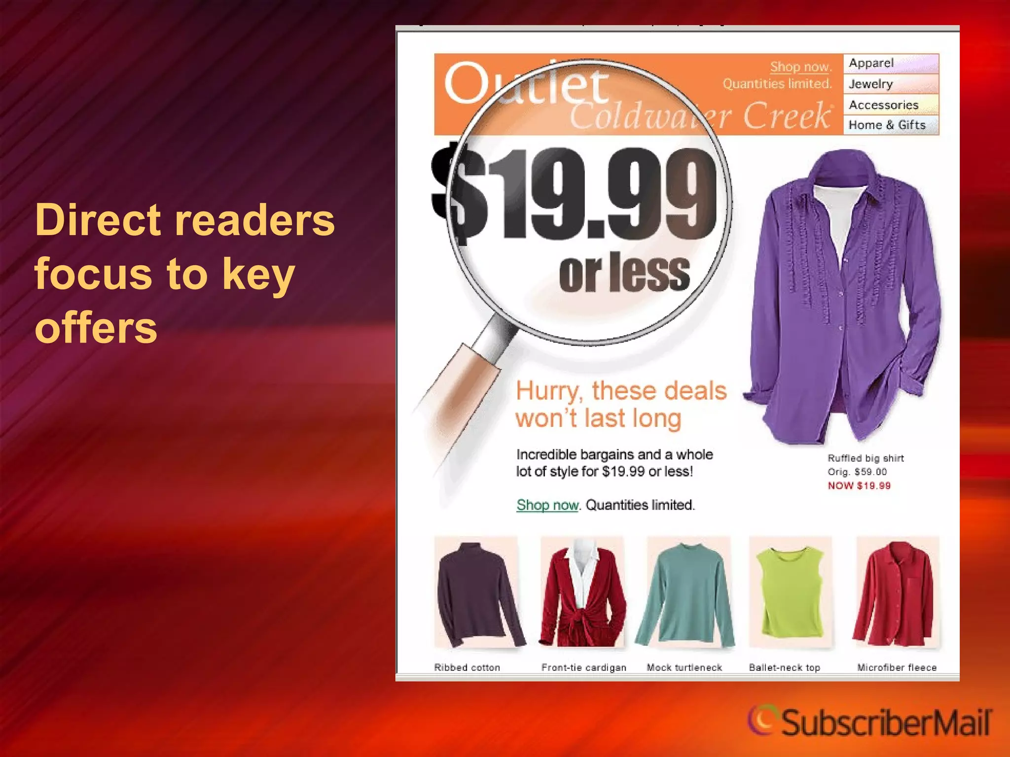 Direct readers focus to key offers 