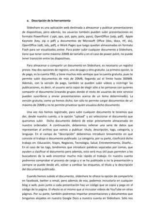 Descripción de Slideshare | DOCX