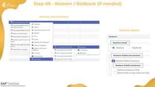 Restore and Compare
Step #6 - Restore / Rollback (if needed)
Restore Object
 