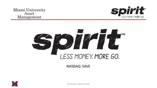 Schroeder, Stork, & Vasti
Miami University
Asset
Management
NASDAQ: SAVE
 