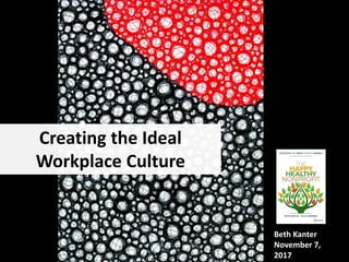 Creating the Ideal
Workplace Culture
Beth Kanter
November 7,
2017
 