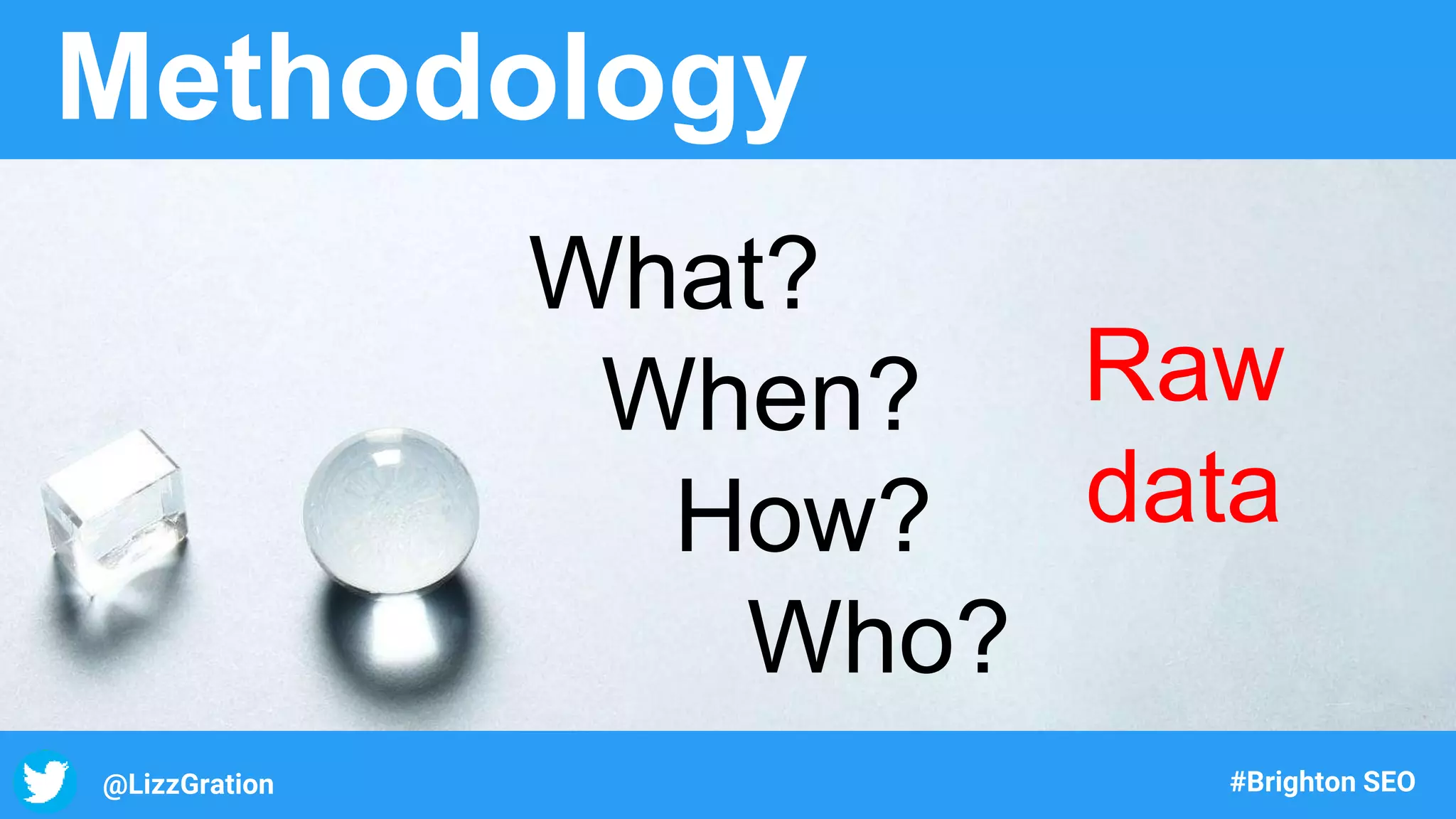 @LizzGration #Brighton SEO
Methodology
What?
When?
How?
Who?
Raw
data
 