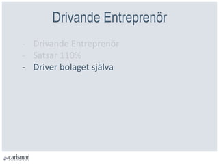 Drivande Գٰö
- Drivande Գٰö
- Satsar 110%
- Driver bolaget själva
 