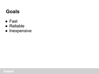 Goals
● Fast
● Reliable
● Inexpensive
 