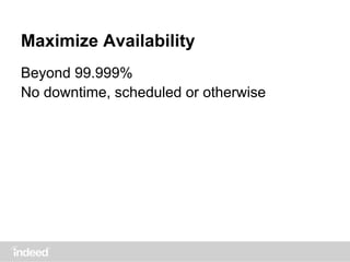 Maximize Availability
Beyond 99.999%
No downtime, scheduled or otherwise
 