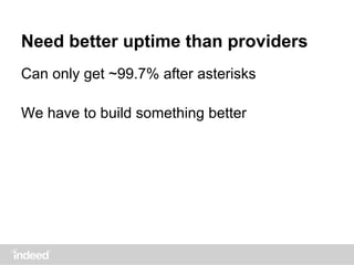 Need better uptime than providers
Can only get ~99.7% after asterisks
We have to build something better
 