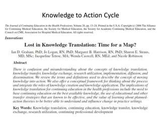Knowledge to Action Cycle 
 