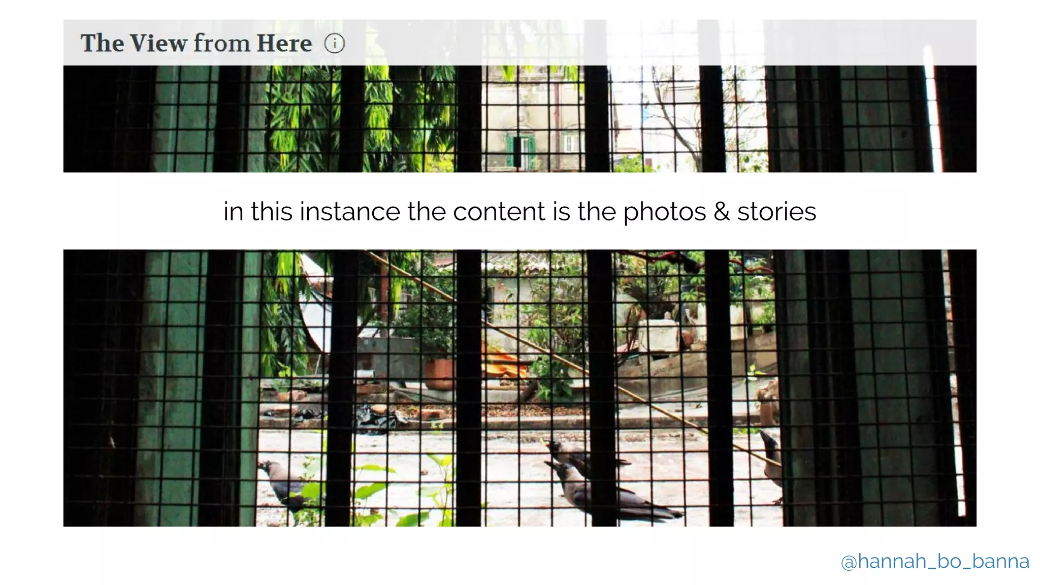 @hannah_bo_banna
in this instance the content is the photos & stories
 