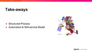 © 2022 SPLUNK INC.
● Structured Process
● Automation & Self-service Model
Take-aways
 