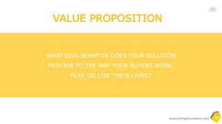 Copyrighted and All Rights Reserved- by Pricing Innovations
10STRUCTURAL FOCUS BY GROWTH GOALS
Offer
Structure
Product
Structure
Cost
Structure
Pricing
Structure
Offer
Structure
Product
Structure
Cost
Structure
Pricing
Structure
Offer
Structure
Product
Structure
Cost
Structure
Pricing
Structure
Offer
Structure
Product
Structure
Cost
Structure
Pricing
Structure
DRIVE
COMPETITIVENESS
DRIVE
ACQUISITION
DRIVE
MONETIZATION
DRIVE
PROFITABILITY
 
